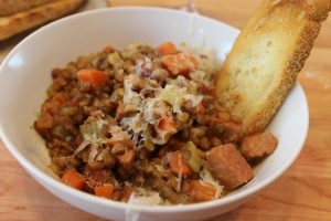 Italian Lentil Soup with Leftover Easter Ham and Parmesan Cheese Rind (VIDEO)