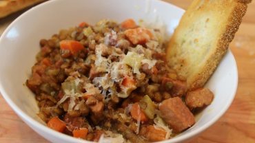 Italian Lentil Soup with Leftover Easter Ham and Parmesan Cheese Rind (VIDEO)